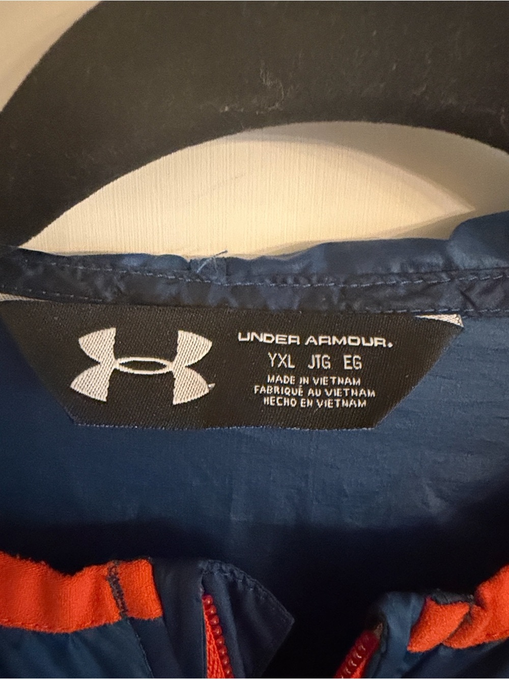 Under Armour Navy Blue Rain Jacket with Bright Orange Trim - Picture 5 of 5